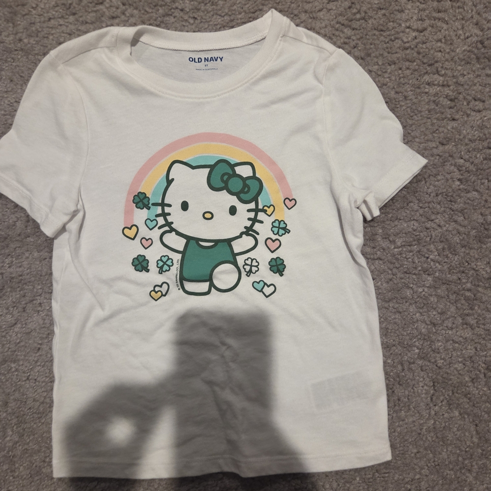 Old Navy White Tee with Hello Kitty and Rainbow